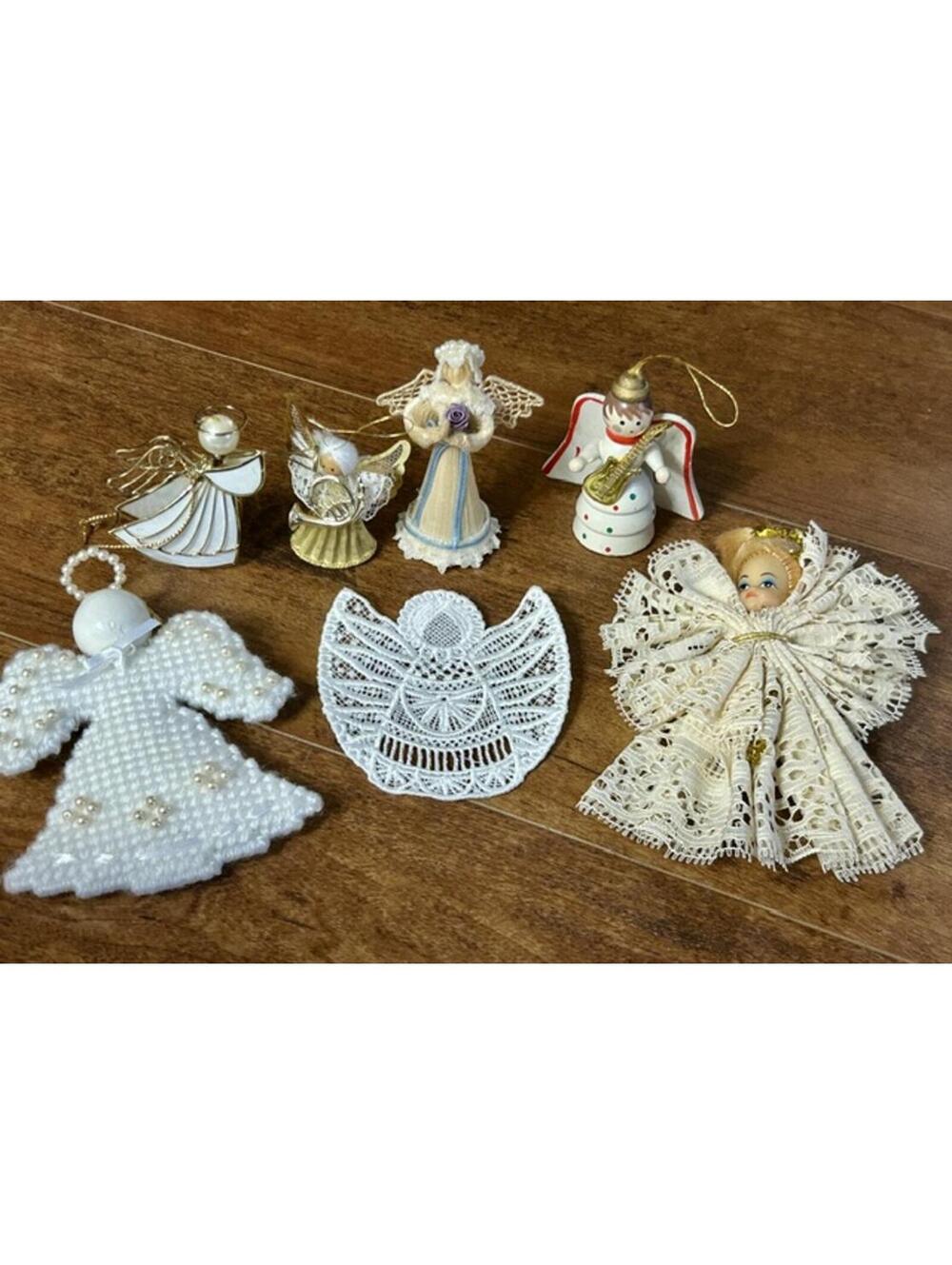 Set of 7 Vintage Angel Christmas Ornaments